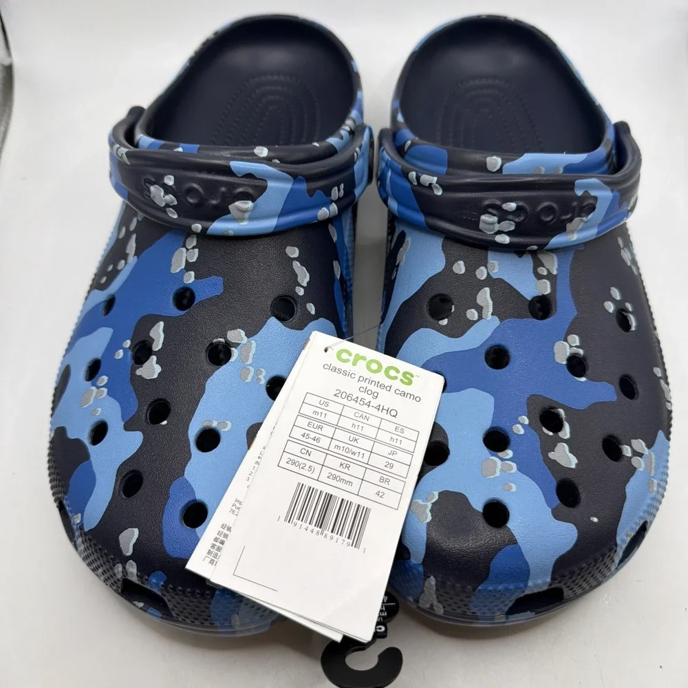Crocs Navy Blue Camo Camouflage clogs sandals shoes Men's Size 11. New